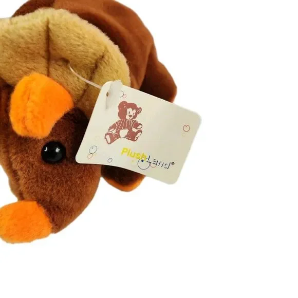 Plushland Vintage Triceratops Dinosaur Stuffed Animal Toy Brown Orange Cute Soft - Picture 2 of 10